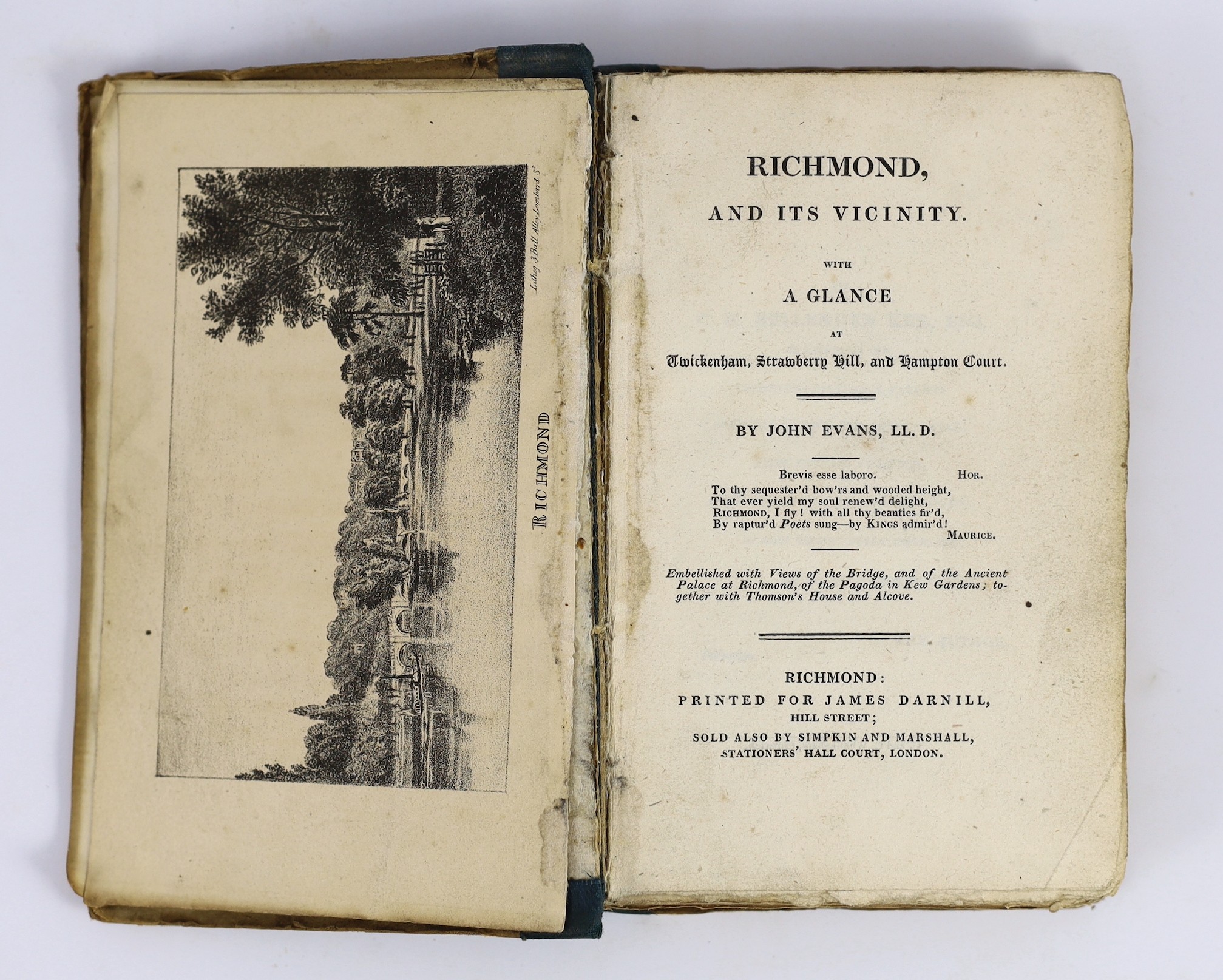 RICHMOND: The Picturesque Pocket Companion to Richmond and Its Vicinity, Hampton Court, etc. pictorial title vignette, frontis. and num. text illus.; rebound gilt cloth, 12mo.